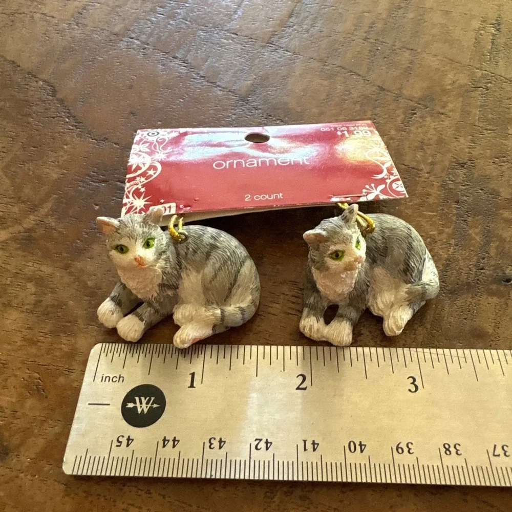 Cat Ornaments Set 4 Orange Grey Tabby Miniature Figurines Target 2006